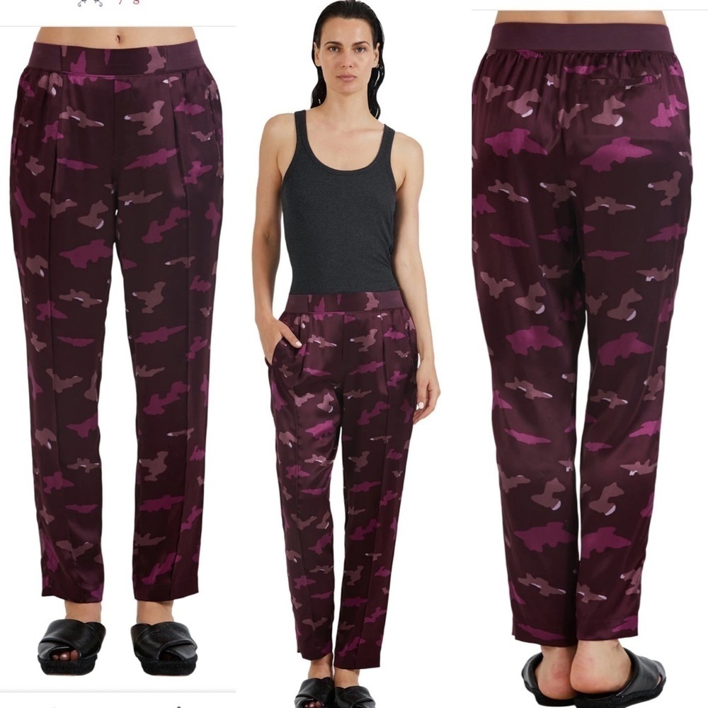 ATM Silk Camo Print Eggplant purple dress trouser small women’s new with tags